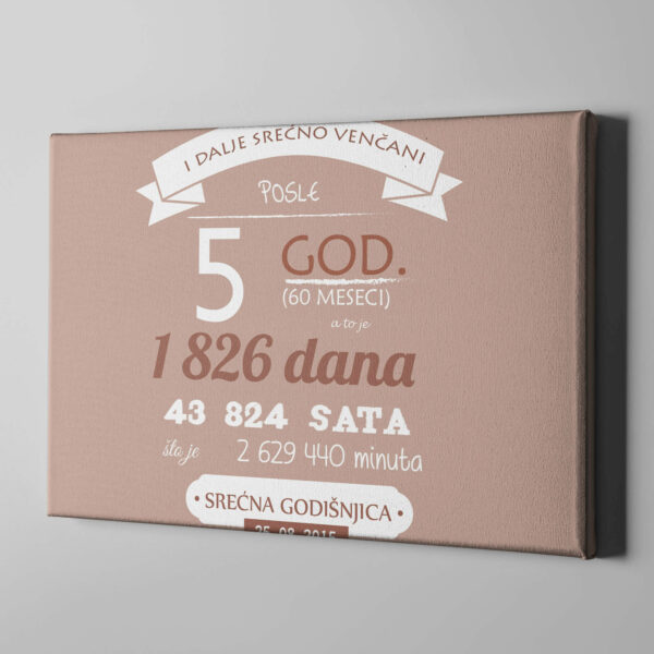 CAP0092 Nakon 5 godina braka Kanvas vodoravni poklon